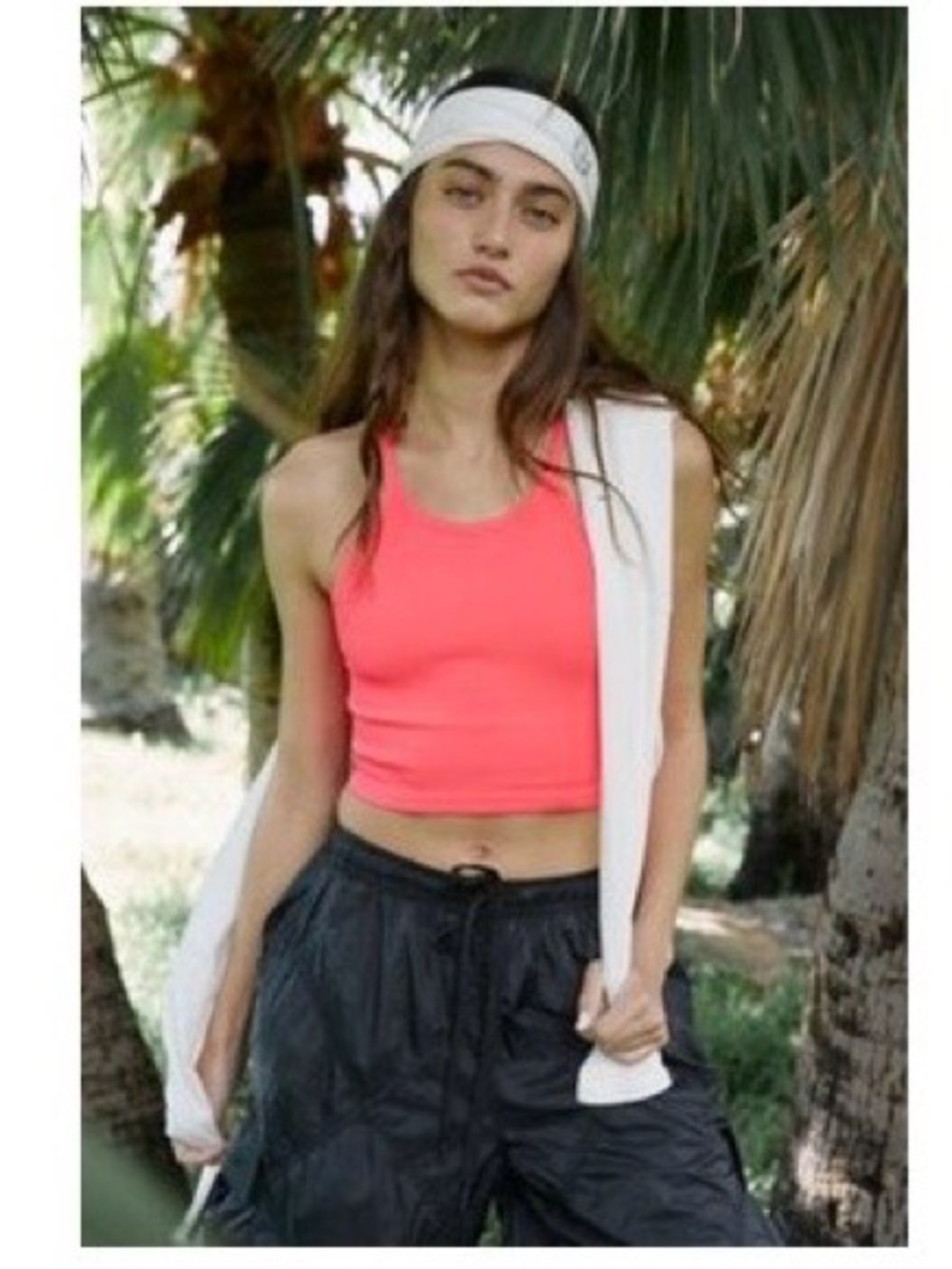Free People Happiness Runs Neon Pink Racerback Cropped Tank